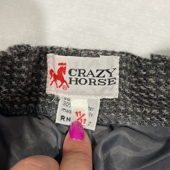 Vintage 1980s Crazy Horse high rise Italian wool pants tapered leg gray - Picture 10 of 16